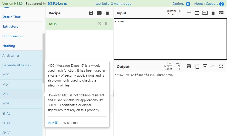 Screenshot of CyberChef